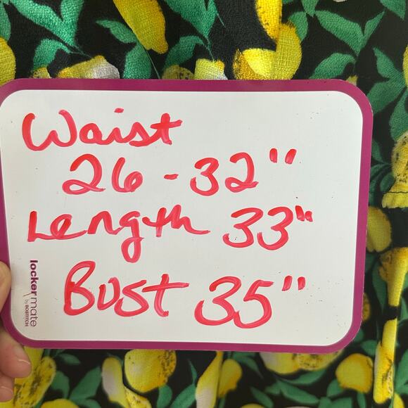 Compania Fantastica Mini Dress Size Small Lemons Sleeveless Tie Front Whimsical - Picture 4 of 6